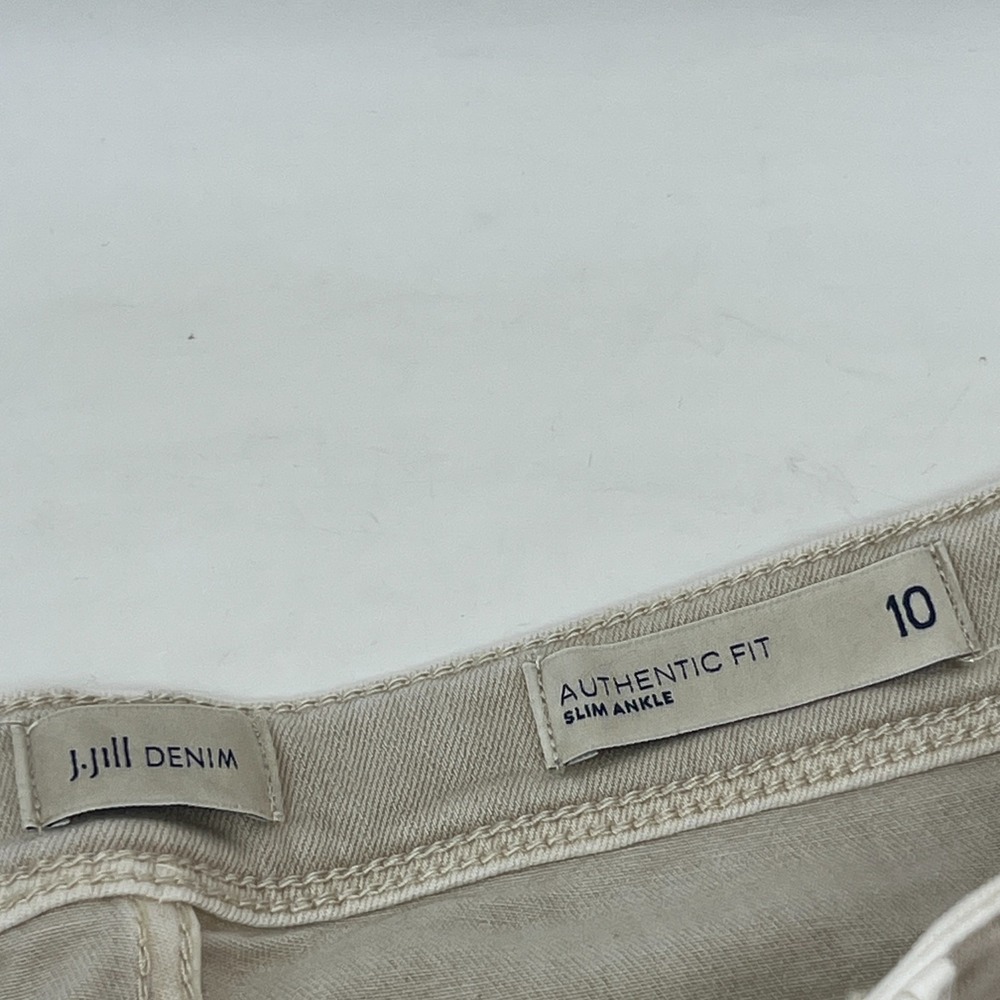 J. Jill Denim Authentic Fit Slim Ankle Jeans Womens Size 10 Beige Khaki Mid Rise - Picture 4 of 11